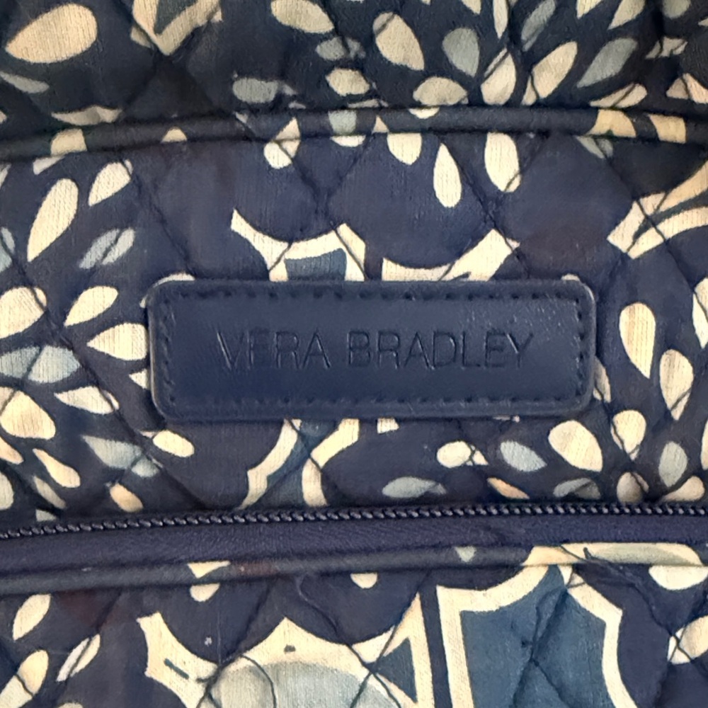Vera Bradley Navy and White Leaf Pattern Backpack